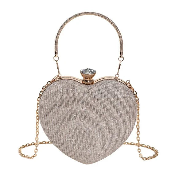 Glossy Metallic Heart-Shaped Bag