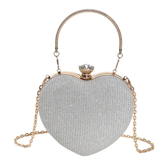 Glossy Metallic Heart-Shaped Bag
