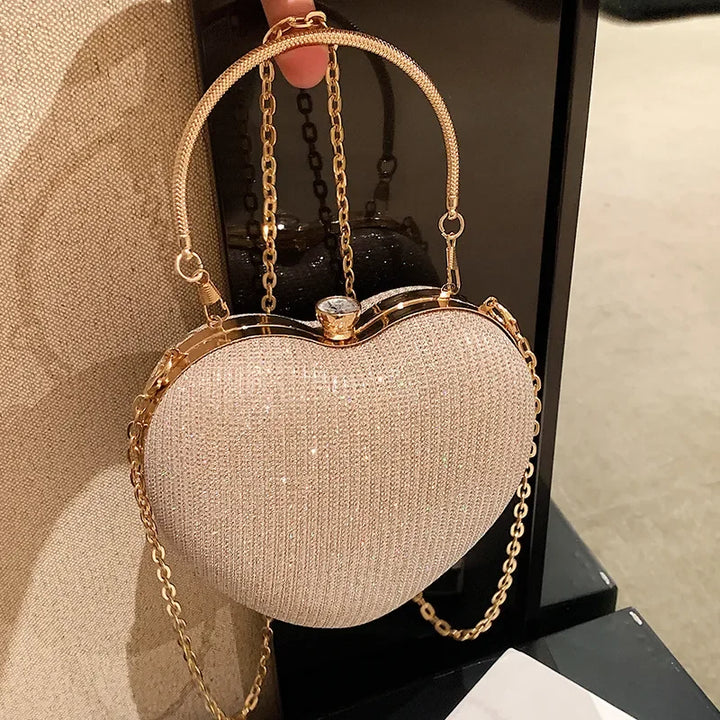Glossy Metallic Heart-Shaped Bag