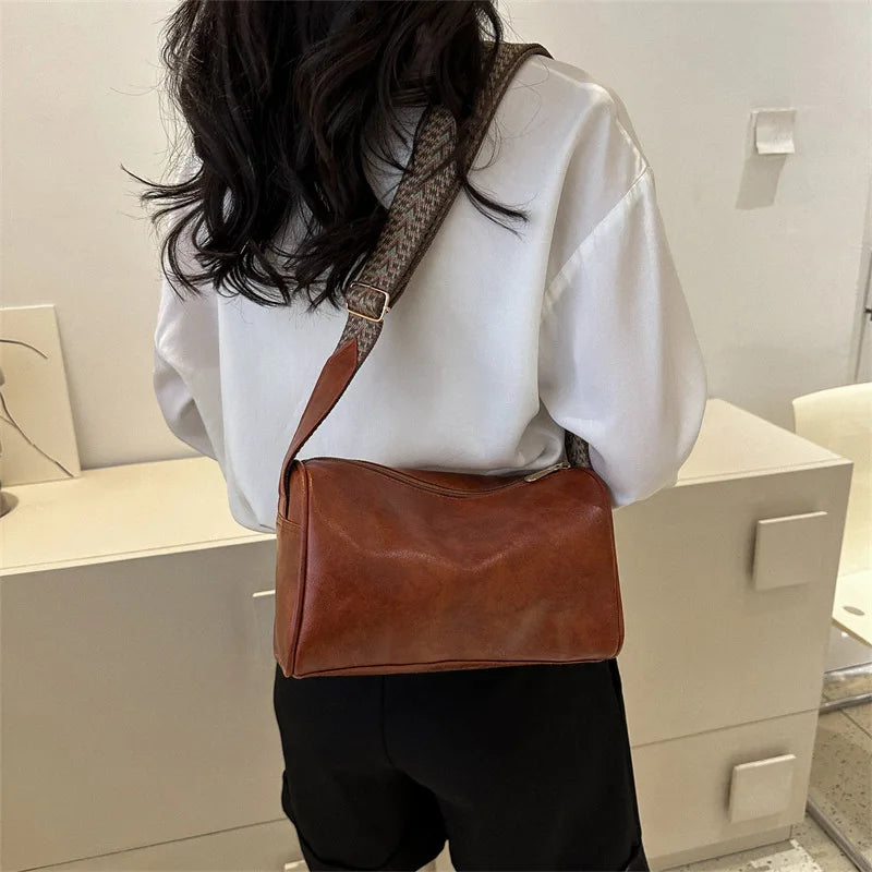 Vintage Chic PU Leather Boston Handbag | Trendy Shoulder Bag