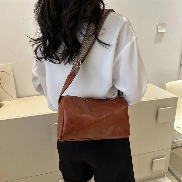 Vintage Chic PU Leather Boston Handbag | Trendy Shoulder Bag