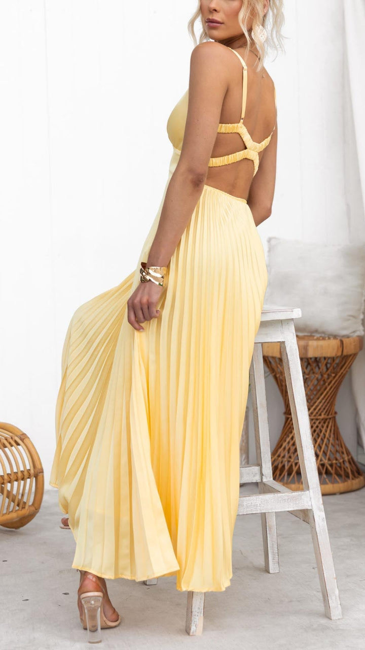 Stella & Grace™ | Pleated V-Neck Maxi Dress