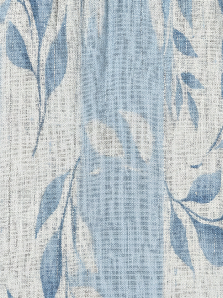 Solene | Sleeveless Blue Midi Dress with Leaf Pattern