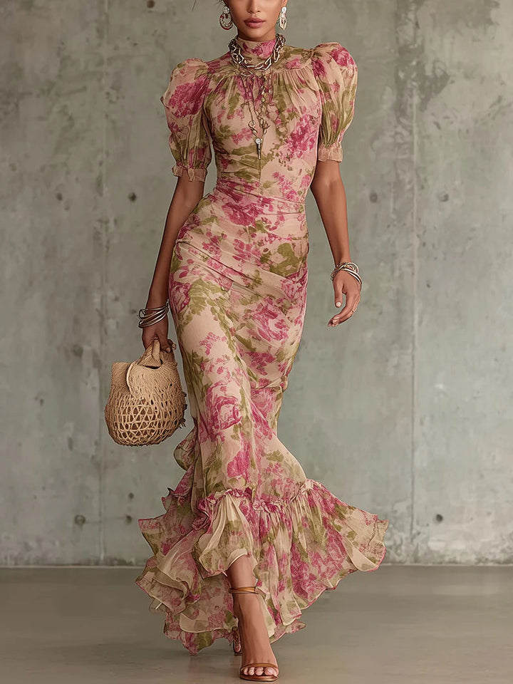 Cherry™ Floral High-Neck Dress