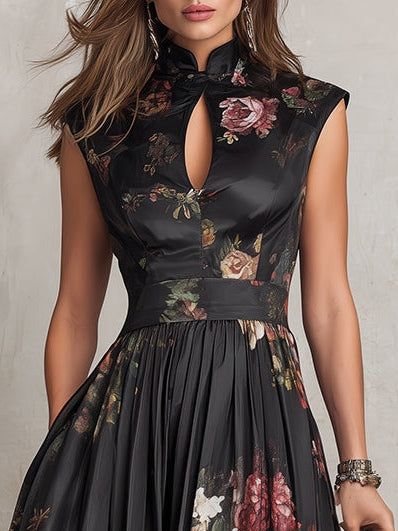 Sophia™ Midi Dress with Floral Pleated Design