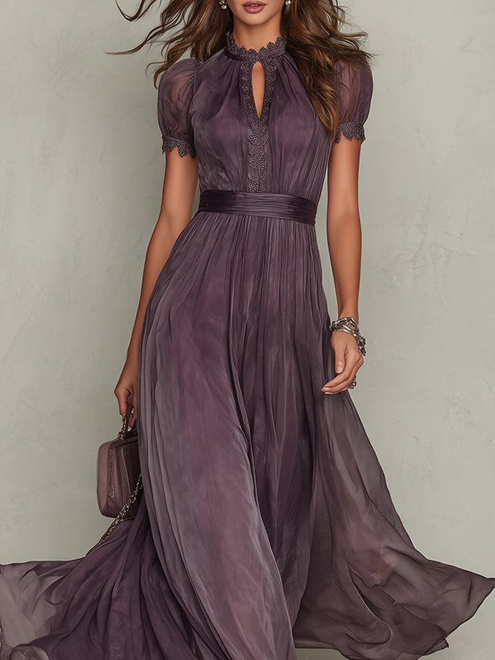 Vivienne™ Lace Trim Chiffon Maxi Dress