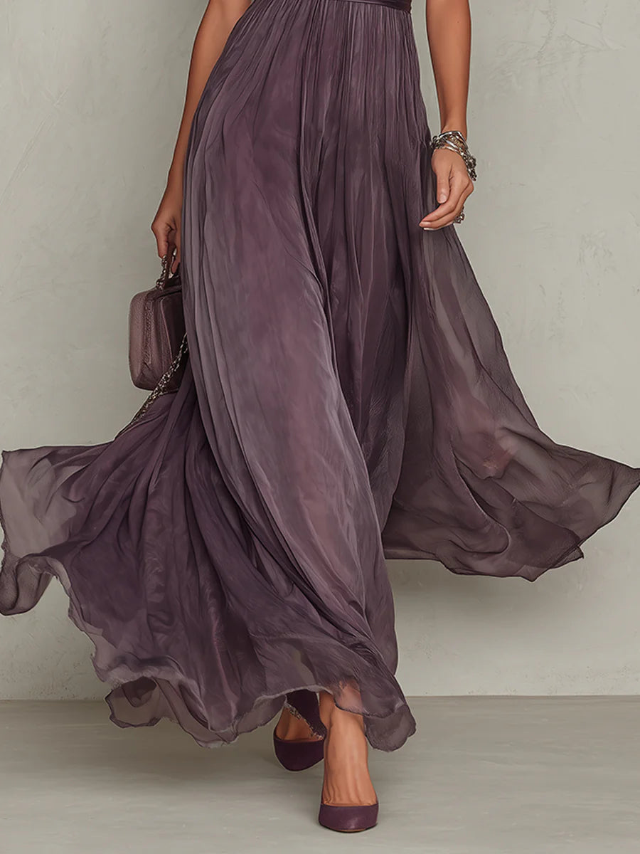 Vivienne™ Lace Trim Chiffon Maxi Dress