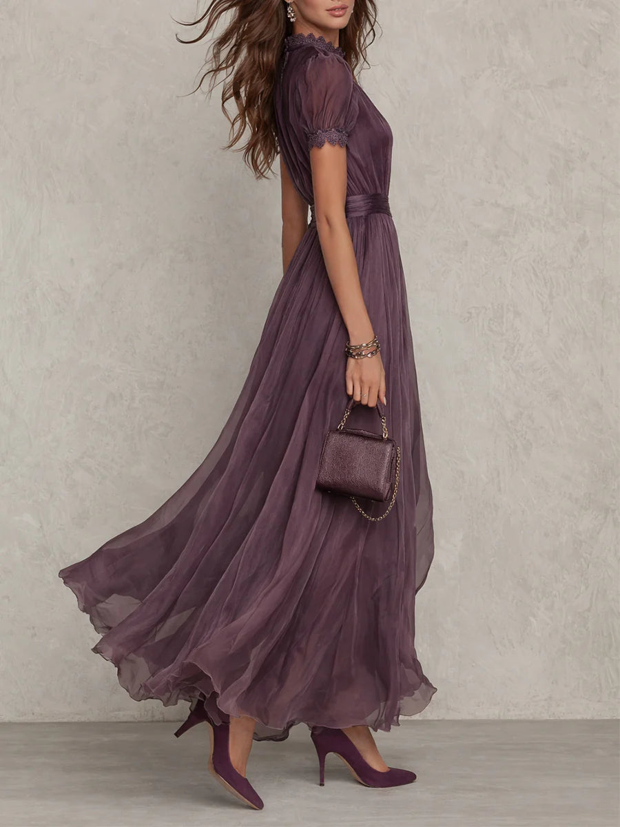 Vivienne™ Lace Trim Chiffon Maxi Dress