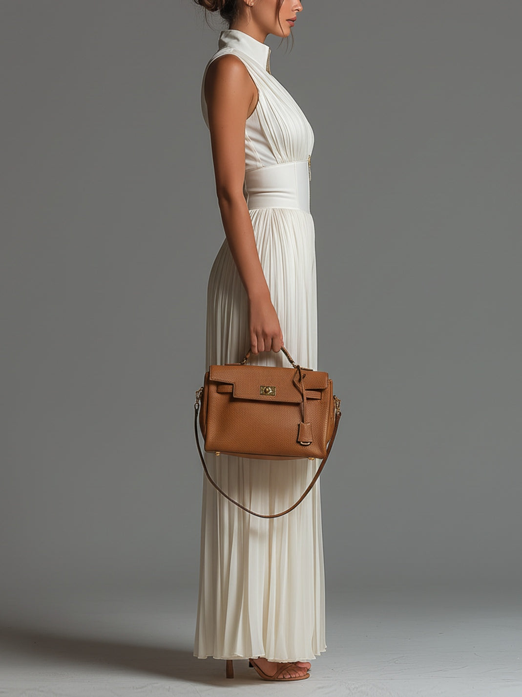 Zsófia | Pleated White Chiffon Jumpsuit