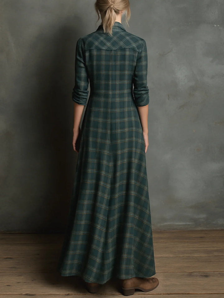 Livia™ Classic Green Plaid Shirt Dress