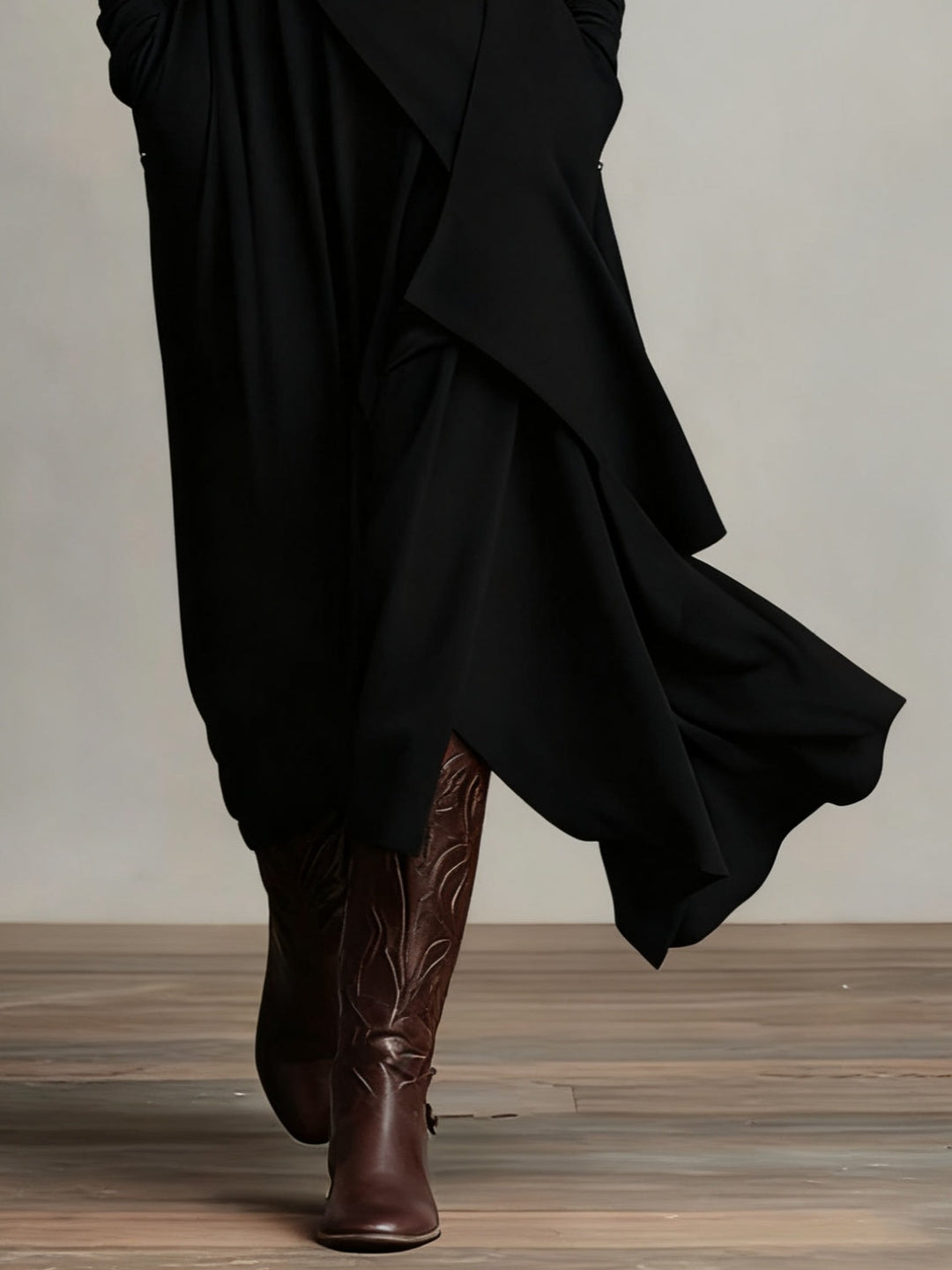 Giorgia™ - Asymmetrical Maxi Pleated Dress in Purple with High Neck (Necklace not included)