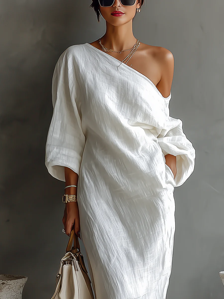 Elise™ | Elegant White One-Shoulder Maxi Dress