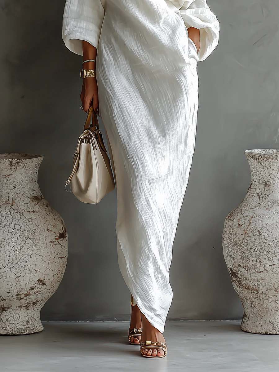 Elise™ | Elegant White One-Shoulder Maxi Dress