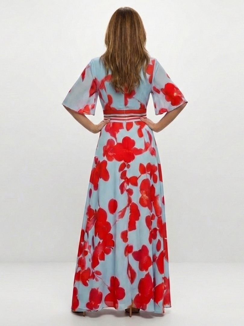 Stella & Grace™ | Floral V-Neck Short-Sleeve Maxi Dress