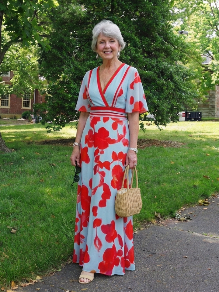 Stella & Grace™ | Floral V-Neck Short-Sleeve Maxi Dress