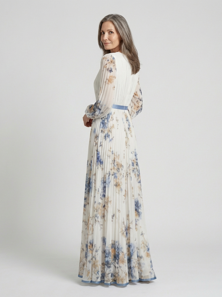Stella & Grace™ | Long-Sleeve V-Neck Floral Print Maxi Dress