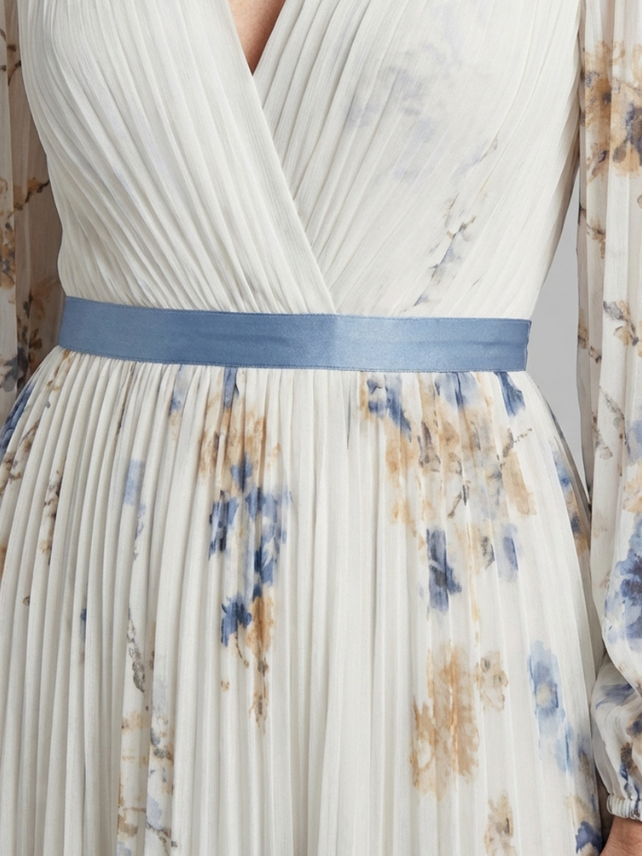 Stella & Grace™ | Long-Sleeve V-Neck Floral Print Maxi Dress