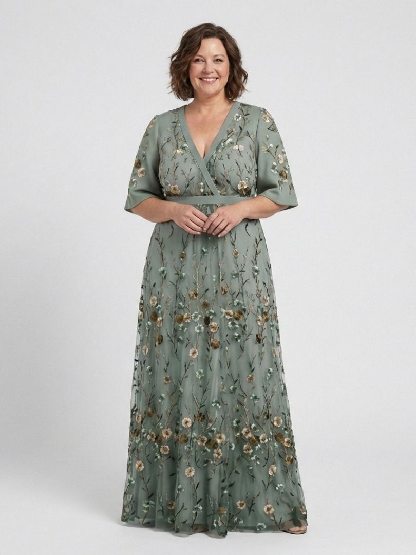 Stella & Grace™ | Floral Short-Sleeve V-Neck Maxi Dress