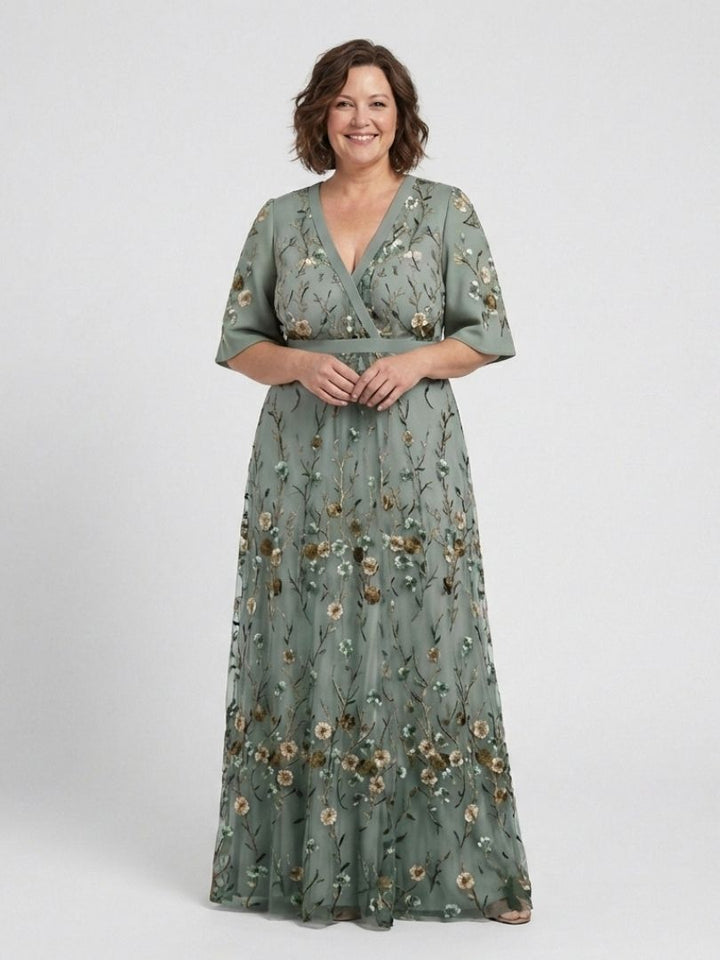 Stella & Grace™ | Floral Short-Sleeve V-Neck Maxi Dress