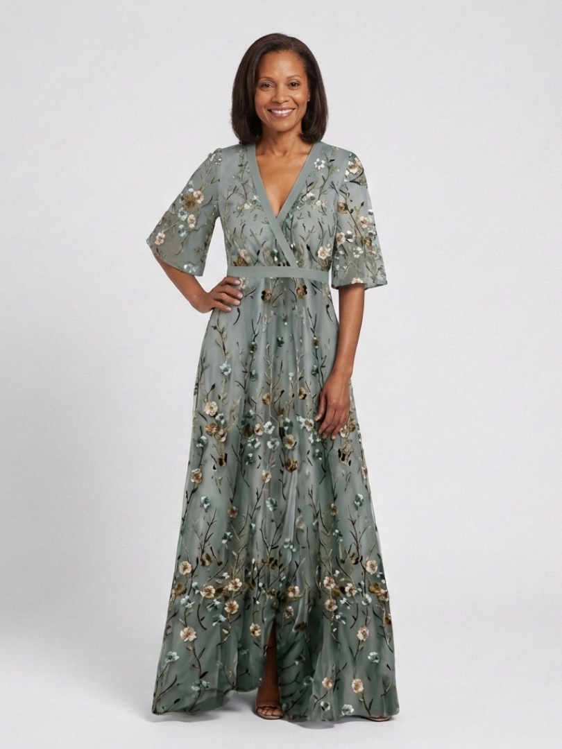 Stella & Grace™ | Floral Short-Sleeve V-Neck Maxi Dress