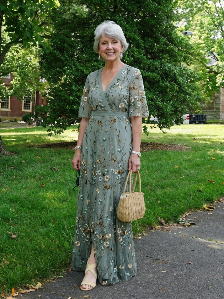 Stella & Grace™ | Floral Short-Sleeve V-Neck Maxi Dress