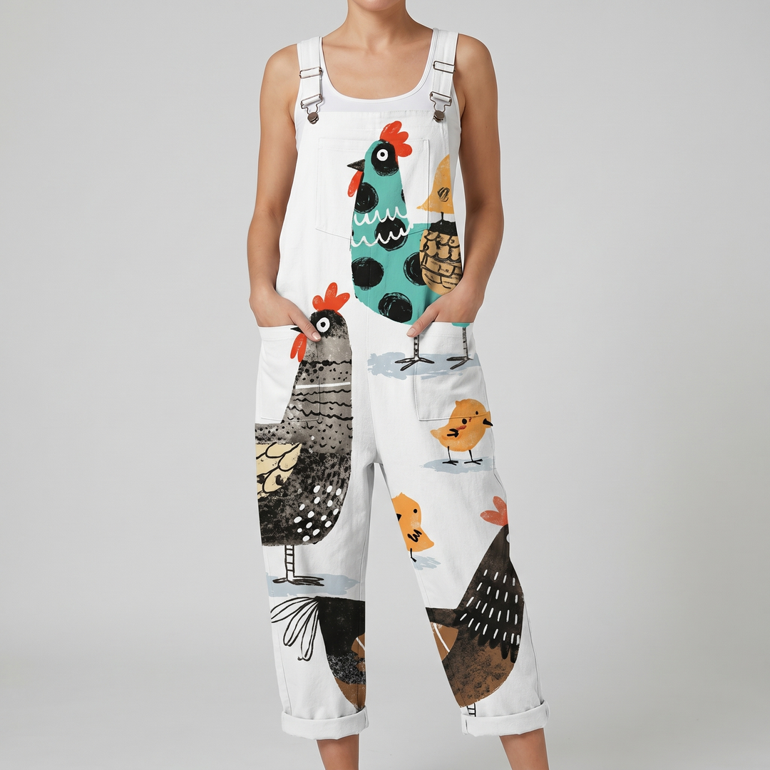 Clucker™ | Folk Art Hen Jumpsuit