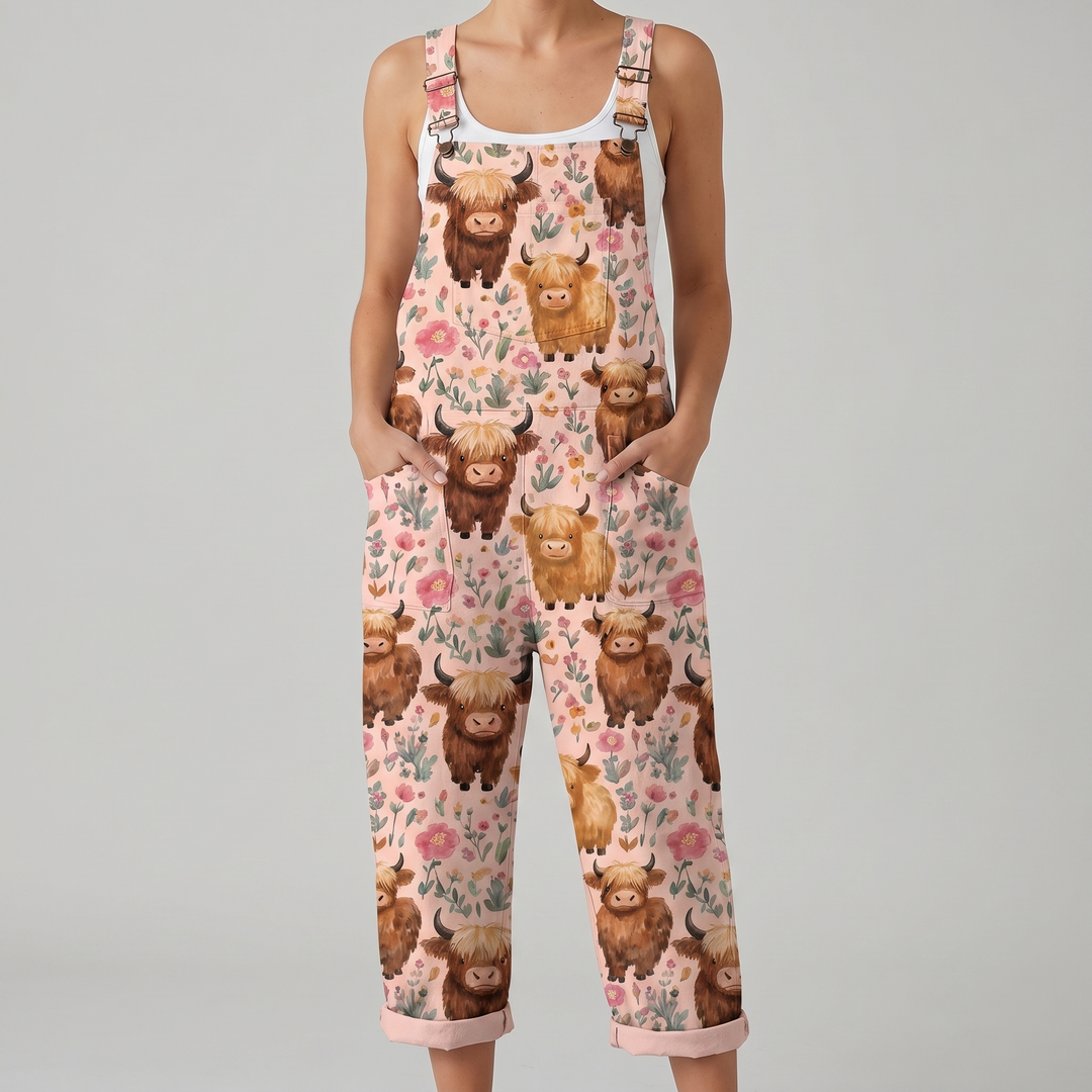 Rosie™ | Blush Highland Cow Jumpsuit