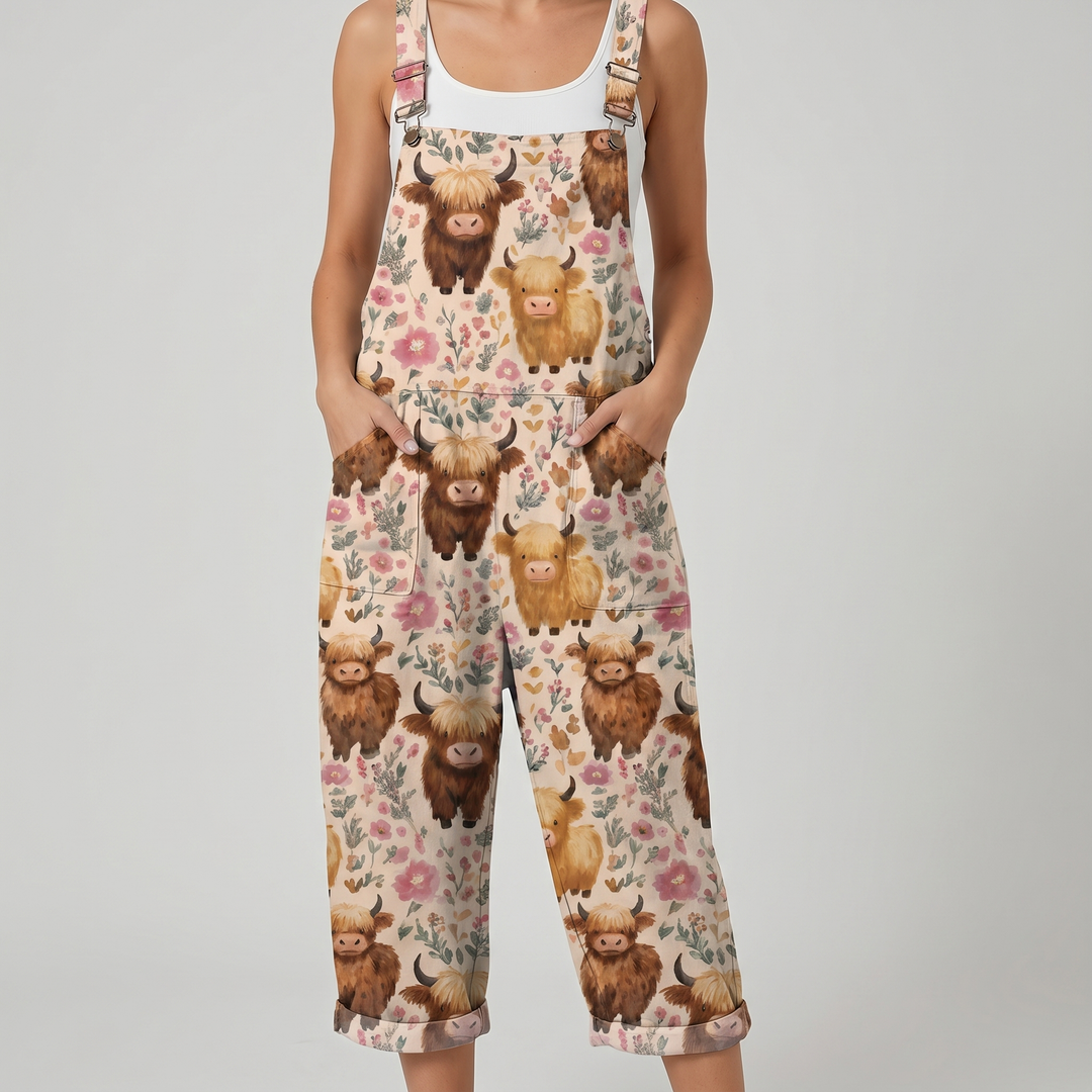 Bramble™ | Peach Highland Cow Jumpsuit