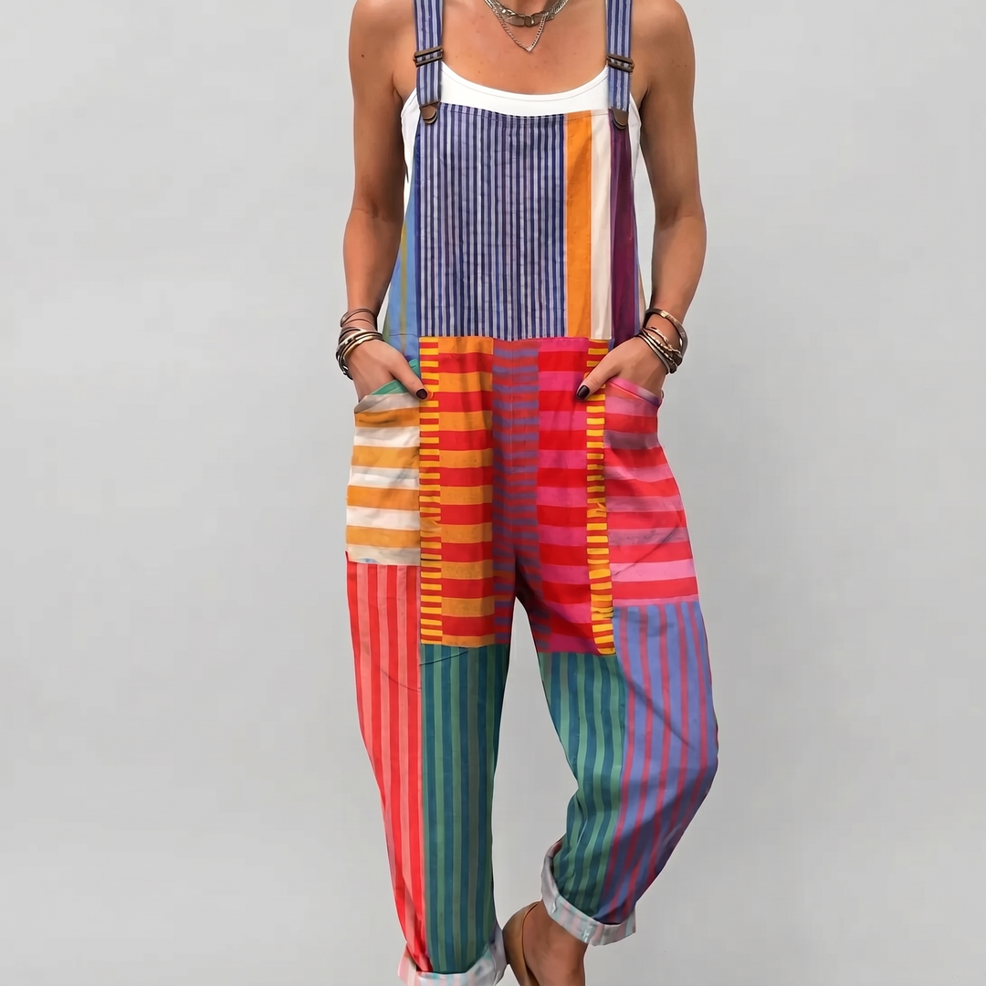 Prismo™ | Bold Stripe Patchwork Jumpsuit