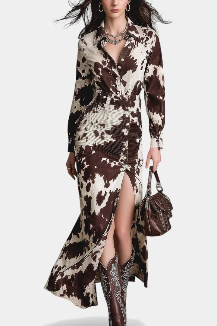 Lynette™ Long Printed Cow Vintage Dress