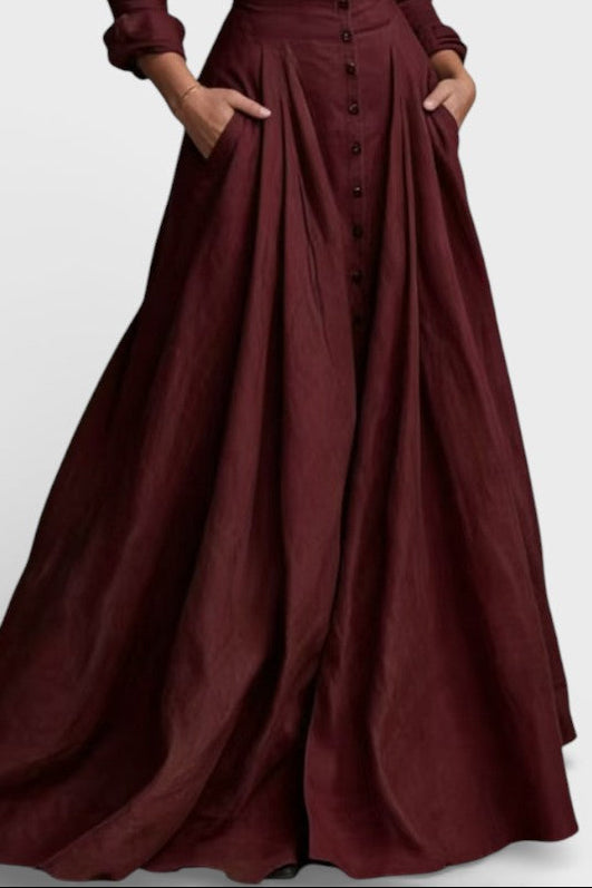 Gabriela Long Buttoned Dress with Defined Waist