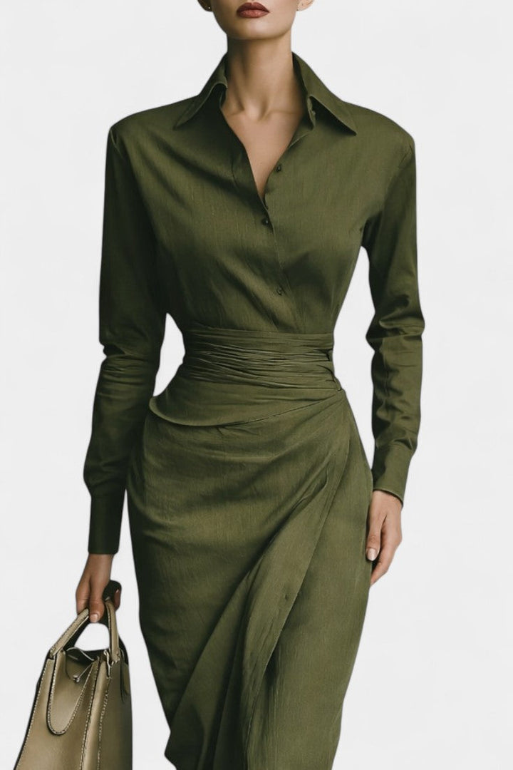 Séraphine Structured Long Dress with Shirt Collar