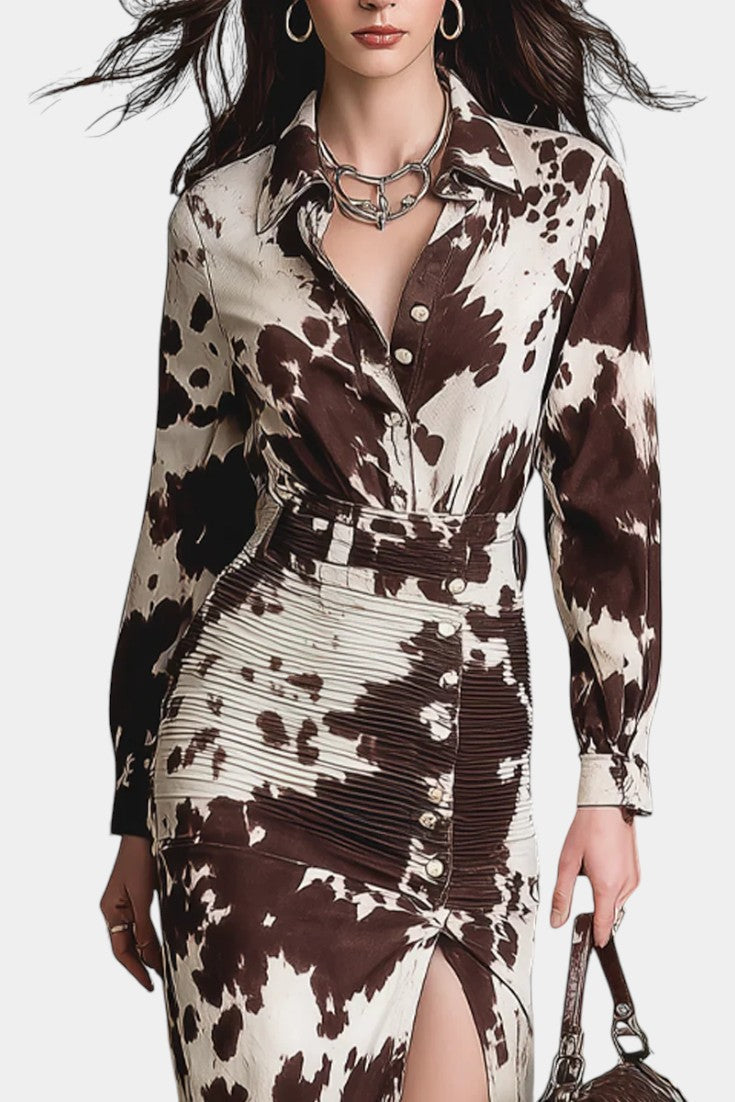 Lynette™ Long Printed Cow Vintage Dress