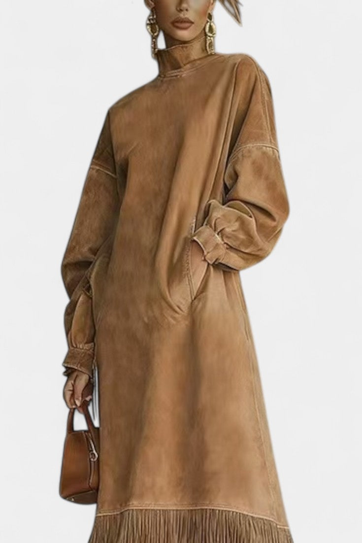 Monique™ Midi Dress with Elegant Suede Fringe