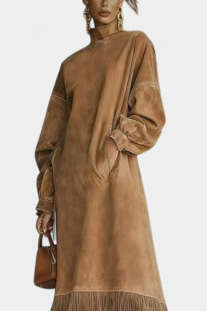 Monique™ Midi Dress with Elegant Suede Fringe