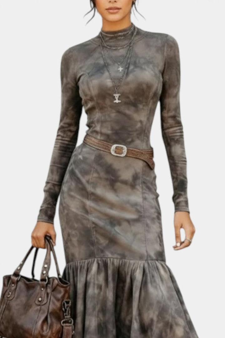 Zoe Vintage Midi Dress with Flared Skirt