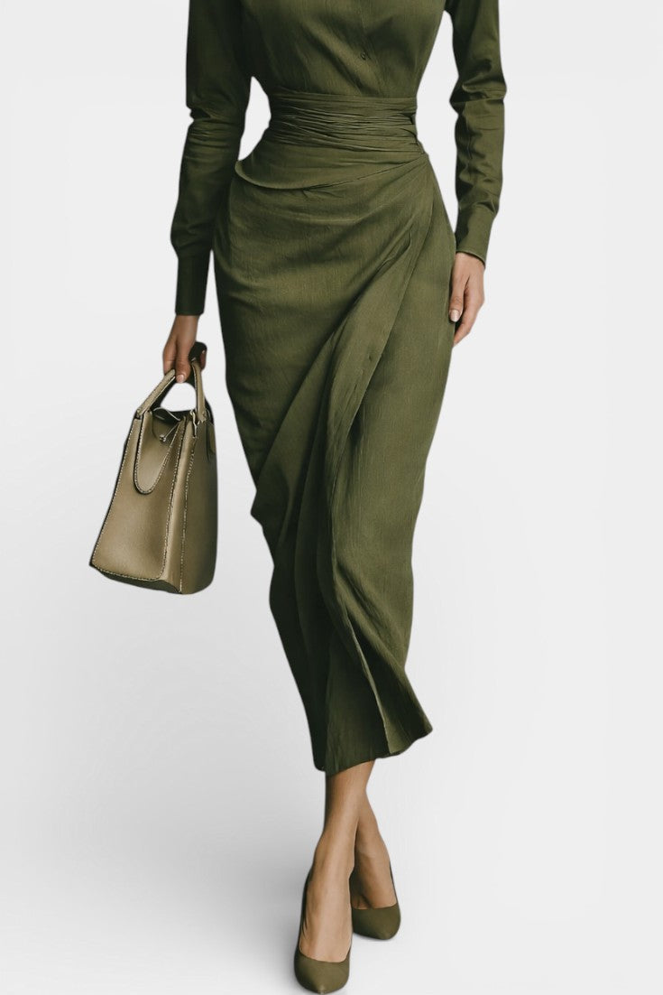Séraphine Structured Long Dress with Shirt Collar