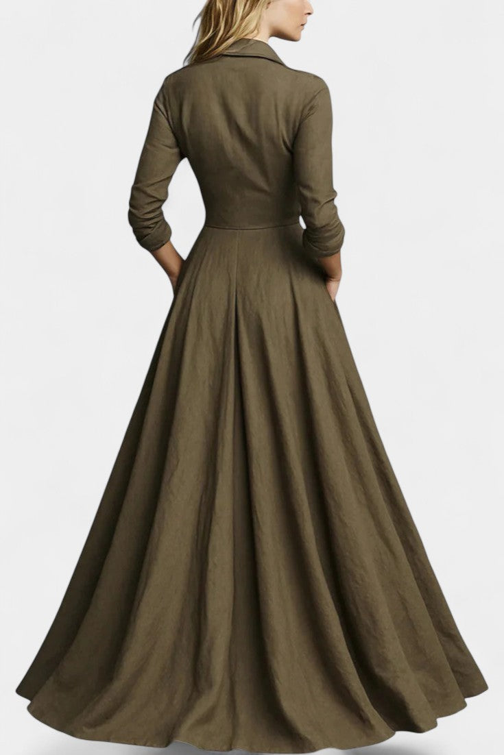 Gabriela Long Buttoned Dress with Defined Waist