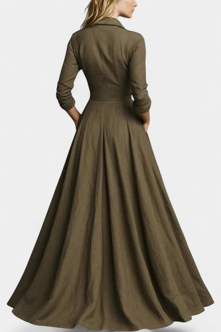 Gabriela Long Buttoned Dress with Defined Waist