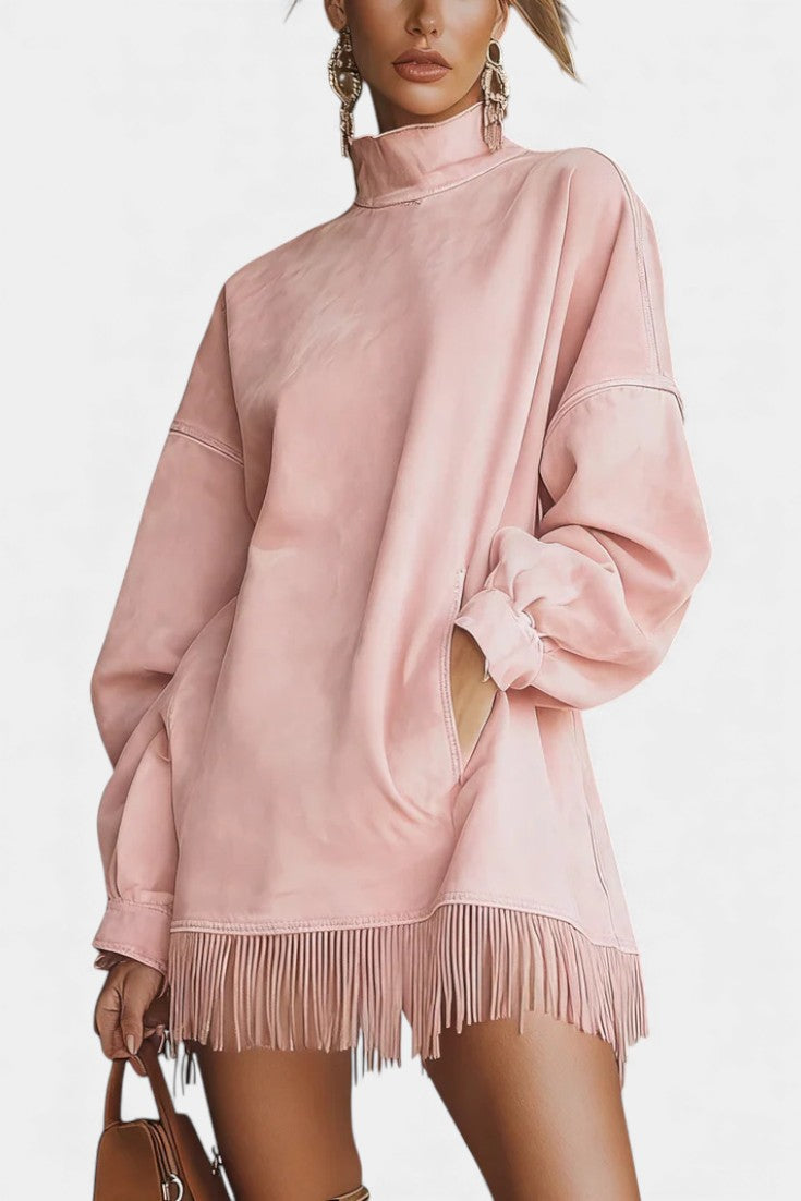 Pamela™ Oversized Suede Dress with Fringed Hem