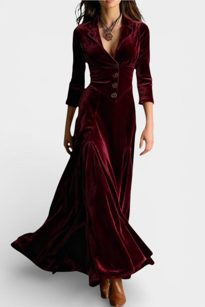 Camelia Long Velvet Blazer Style Dress