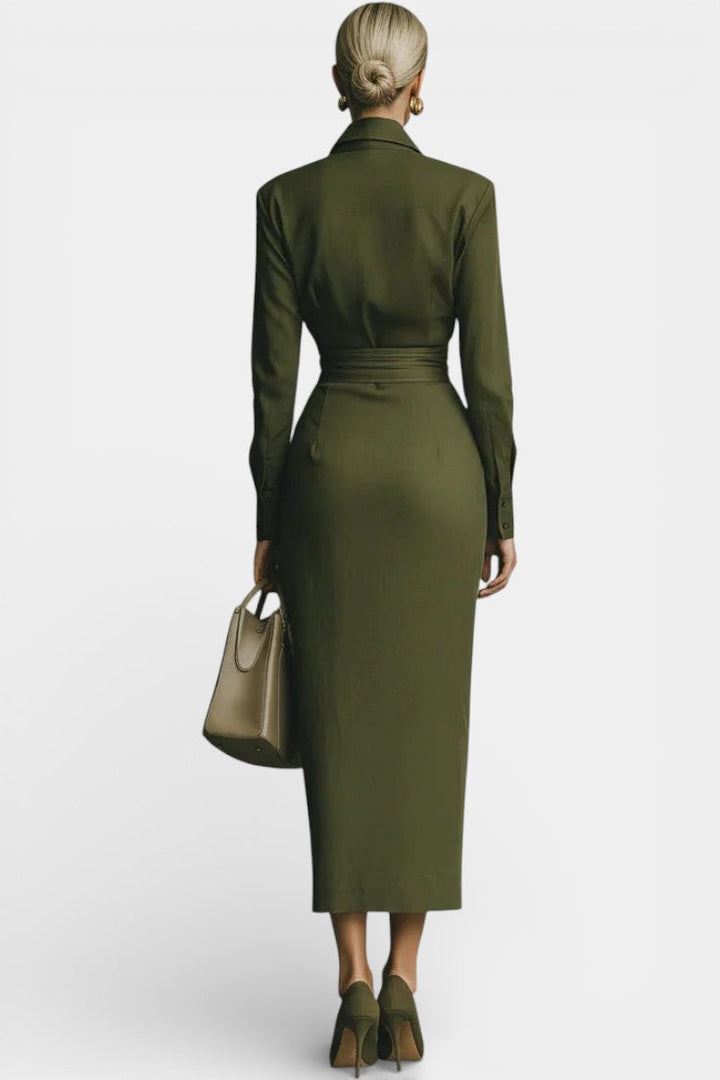 Séraphine Structured Long Dress with Shirt Collar