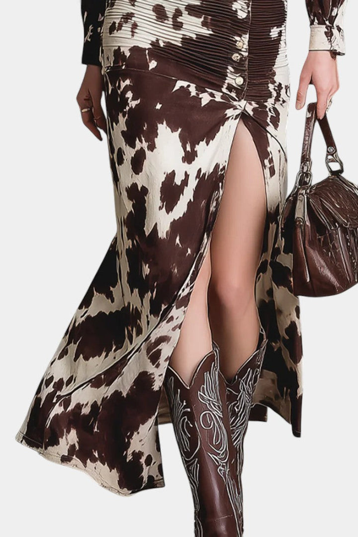 Lynette™ Long Printed Cow Vintage Dress