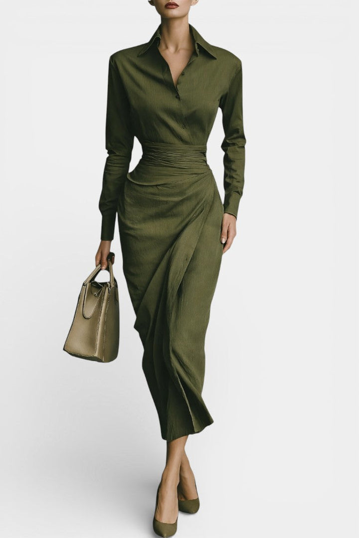 Séraphine Structured Long Dress with Shirt Collar