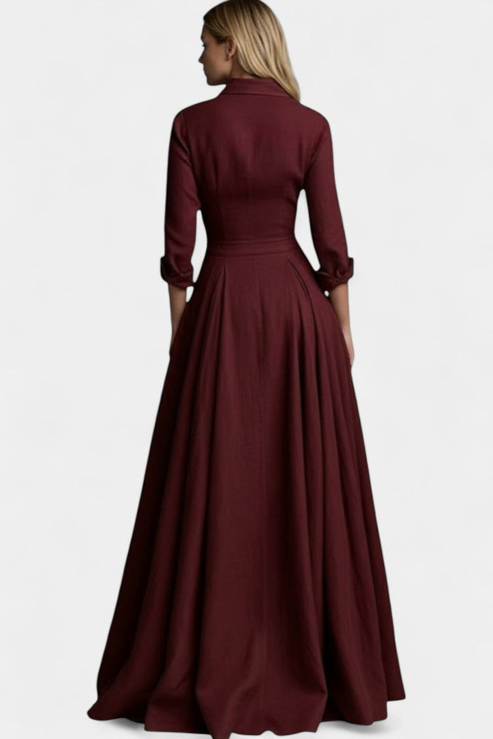 Gabriela Long Buttoned Dress with Defined Waist