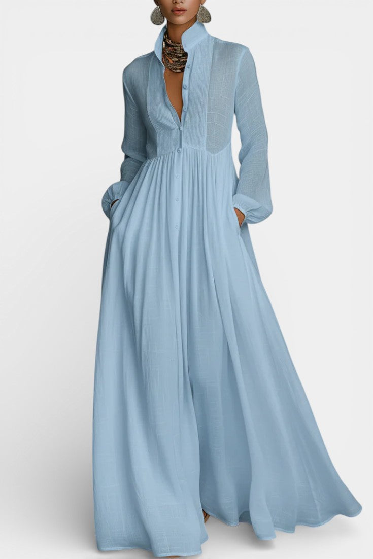 Marilou Long Minimalist Cotton Dress with a Felted Look
