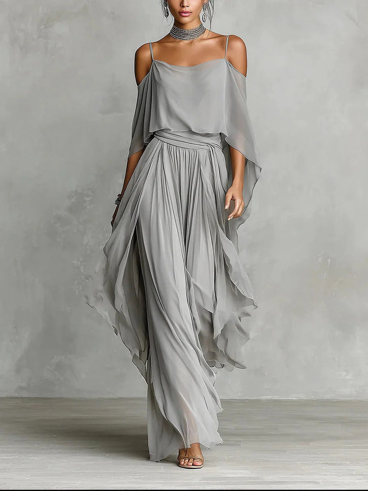 Isabela | Fluid Grey Set with Strappy Top and Lightweight Trousers
