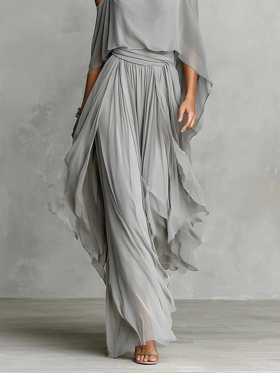 Isabela | Fluid Grey Set with Strappy Top and Lightweight Trousers