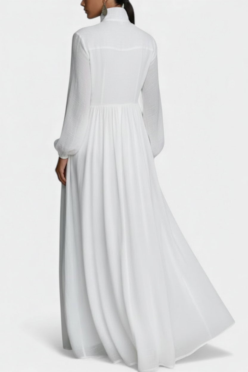 Marilou Long Minimalist Cotton Dress with a Felted Look