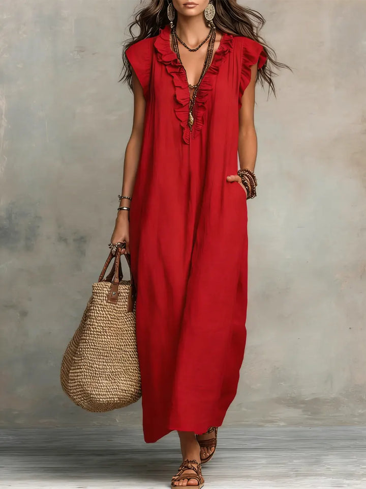 Camelia | Long Bohemian Linen and Cotton Dress